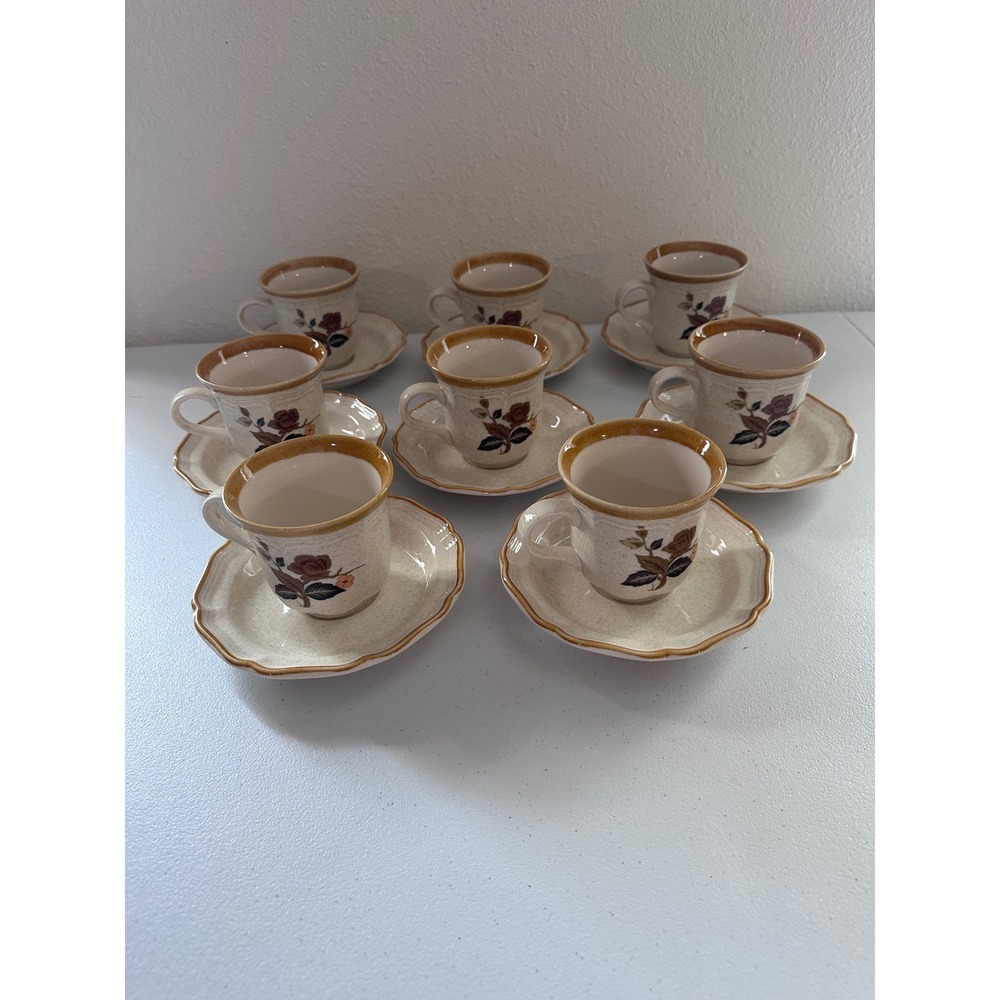 Mikasa Imperial Garden EC 459 Tea Cup and Saucer Set of 8 Garden Club Vintage